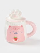 Кружка с крышкой Доляна «Лапочка», 450 мл, керамика, розовая - Фото 1