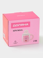 Кружка с крышкой Доляна «Лапочка», 450 мл, керамика, розовая - Фото 4