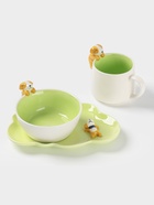 Набор детской посуды Доляна «Верный друг», 3 предмета: кружка 350 мл, супница 450 мл, тарелка, керамика, зелёный, белый - Фото 2