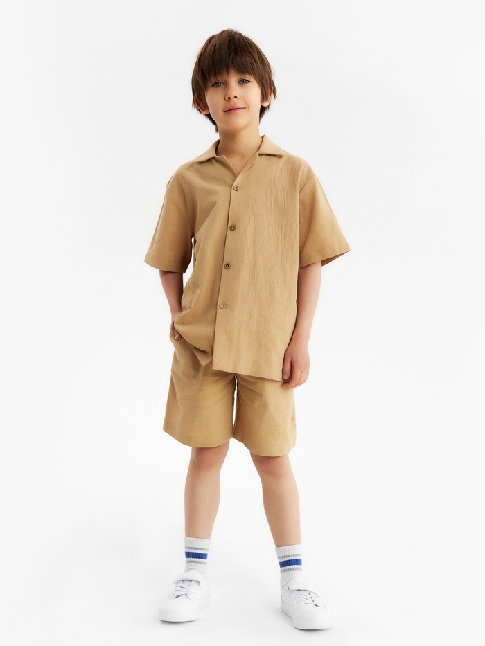 Костюм для мальчика (рубашка, шорты) KAFTAN, размер 30 (98-104 см), бежевый - Фото 1