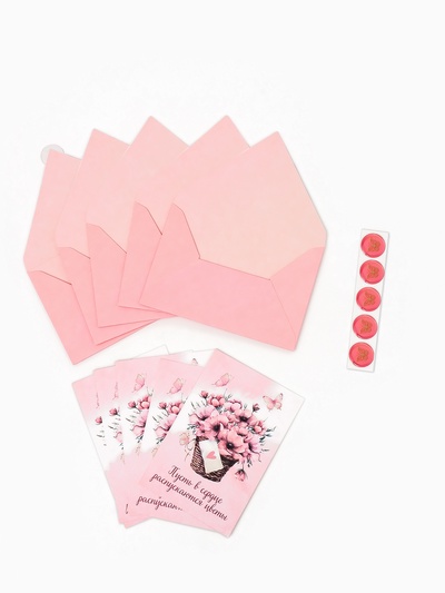 Конверт для денег с открыткой и наклейкой «Нежные цветы», тиснение, акварельный картон, 16 х 11 см