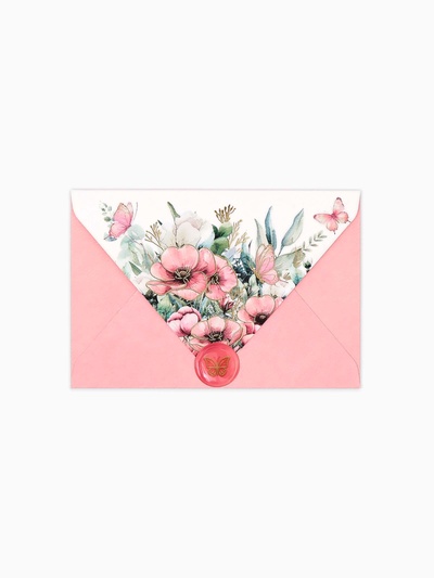 Конверт для денег с открыткой и наклейкой «Нежные цветы», тиснение, акварельный картон, 16 х 11 см