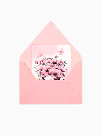 Конверт для денег с открыткой и наклейкой «Нежные цветы», тиснение, акварельный картон, 16 х 11 см