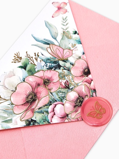 Конверт для денег с открыткой и наклейкой «Нежные цветы», тиснение, акварельный картон, 16 х 11 см