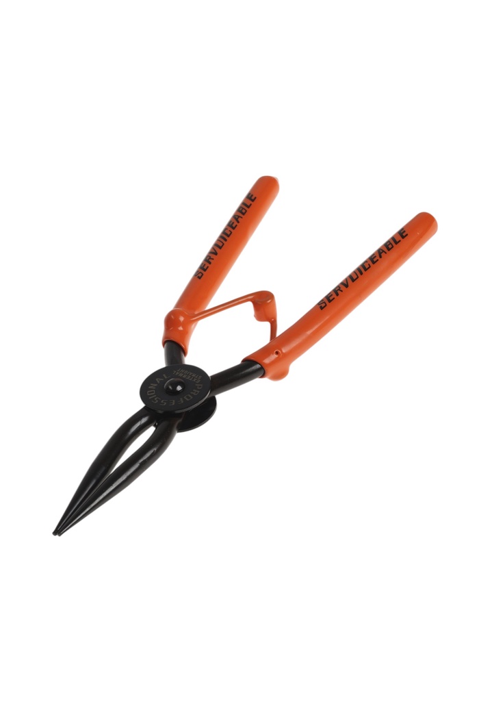 Съемник внешних стопорных колец ТУНДРА, удлиненные прямые губки на разжим, 190 мм - Фото 1