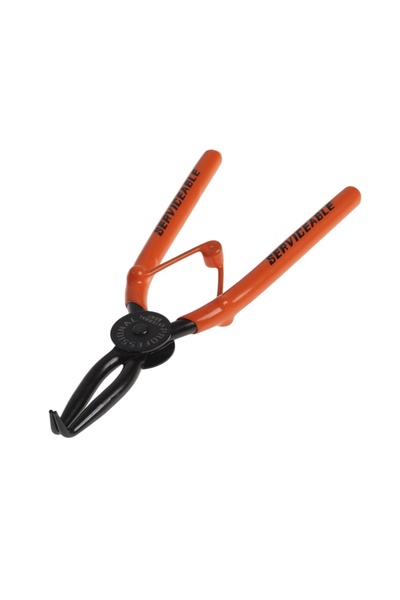 Съемник внешних стопорных колец ТУНДРА, удлиненные изогнутые губки на разжим, 180 мм