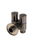 Кран двойной ZEIN engr, 1/2" х 1/2", два вентиля, кран-букса керамика, нерж. сталь, графит - Фото 4
