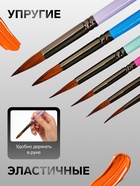 Набор кистей для рисования, пони, 6 штук: № 2, 4, 6, 8, 10, 12, круглые, с цветными ручками, пастель, международный размер - Фото 2