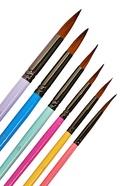 Набор кистей для рисования, пони, 6 штук: № 2, 4, 6, 8, 10, 12, круглые, с цветными ручками, пастель, международный размер - Фото 6