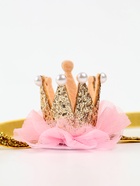 Повязка на голову с короной, золотая - Фото 2