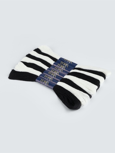 Нитки мулине TEIRA, 8±1 м, набор 8 шт., хлопок, чёрные, белые