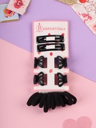 Набор для волос Выбражулька «Эстер»: 10 резинок, 2 см, 4 крабика 2 см, 2 заколки 5 см, зубья, чёрный - Фото 1