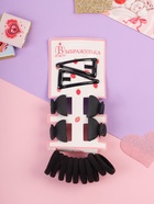 Набор для волос Выбражулька «Эстер»: 10 резинок, 2 см, 4 крабика 2 см, 2 заколки 4.5 см, классик, чёрный - Фото 1