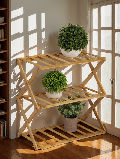 Подставка для цветов Greengo, 3 полки, 50×25×46 см, напольная, бамбук