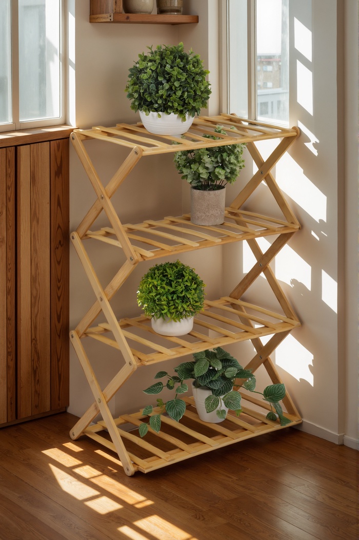 Подставка для цветов Greengo, 4 полки, 50×25×68 см, напольная, бамбук