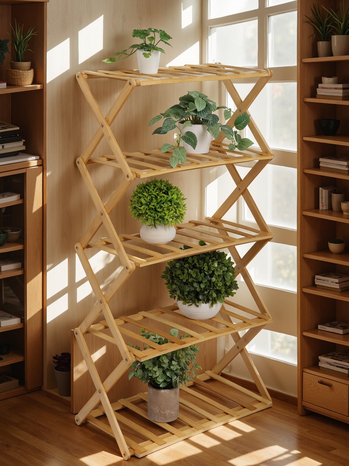 Подставка для цветов Greengo, 5 полок, 50×25×89 см, напольная, бамбук