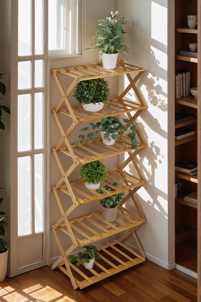 Подставка для цветов Greengo, 6 полок, 50×25×110 см, напольная, бамбук