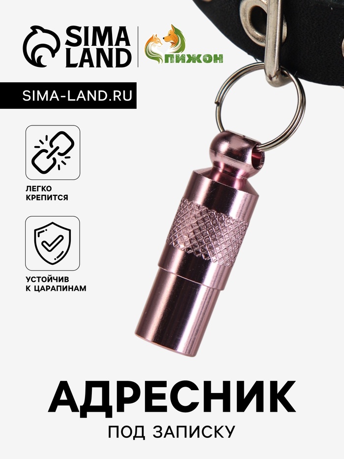 Адресник-капсула под записку, 0,9 х 2,75 см, розовый