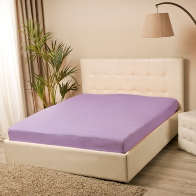 Простыня на резинке 2-спальная KUPU-KUPU, 160×200+20 см, сиреневая, трикотаж