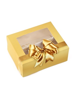 Кондитерская упаковка для макарун с окном, «Золотой бант», 11?13.5?5.5 см (комплект 5 шт)