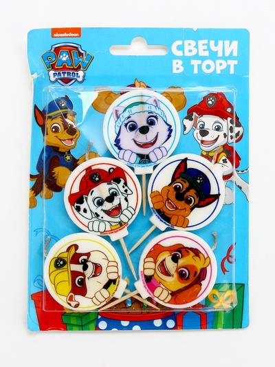 УЦЕНКА Свеча в торт набор, Щенячий патруль, набор 5 шт