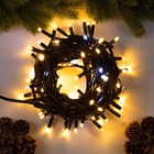УЦЕНКА Гирлянда «Нить», 10 м, IP65, УМС, тёмная каучуковая нить, 100 LED, свечение тёплое белое, мерцание, 220 В - фото 14765451