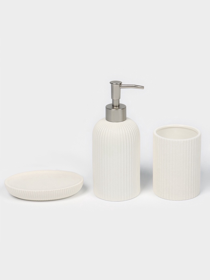 Набор для ванной SAVANNA Neat, 3 предмета, дозатор для мыла, стакан, мыльница Набор для ванной SAVANNA Neat, 3 предмета, дозатор для мыла, стакан, мыльница