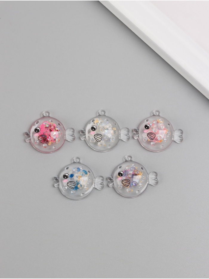 Подвеска для творчества акрил «Рыбка», с глиттером светится в темноте 2.6×3.1×1 см, МИКС