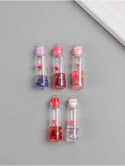 Подвеска для творчества акрил «Бутылочка с цветком», светится в темноте, 1.1×1.1×4.2 см, МИКС