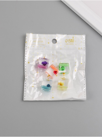 Подвеска для творчества акрил «Цветок в кубе», светится в темноте, 1.6×1.6×1.8 см, МИКС