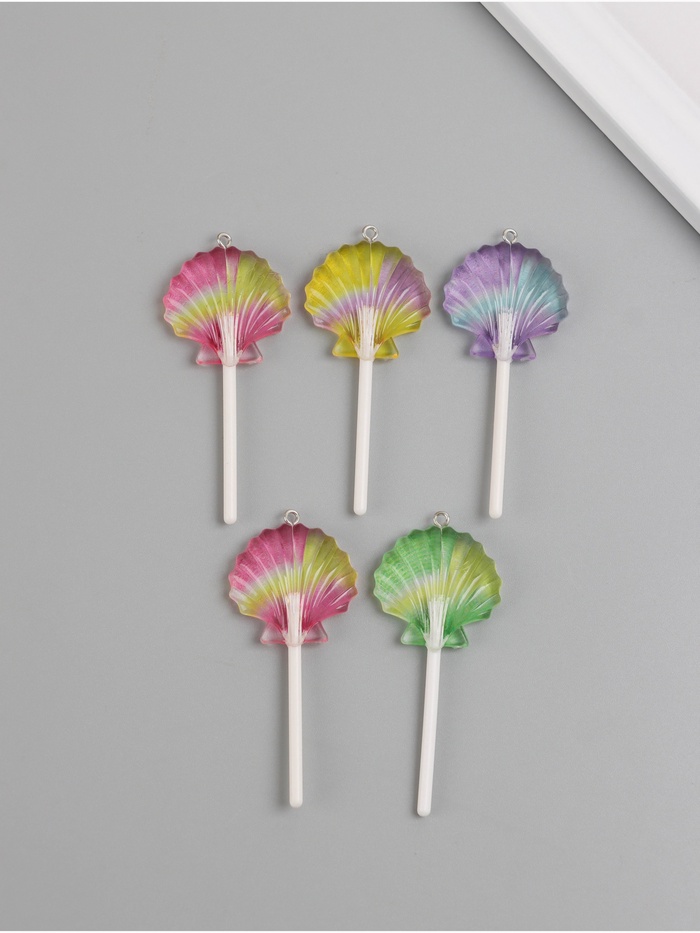 Подвеска для творчества акрил «Ракушка на палочке», 6×3×1 см, МИКС