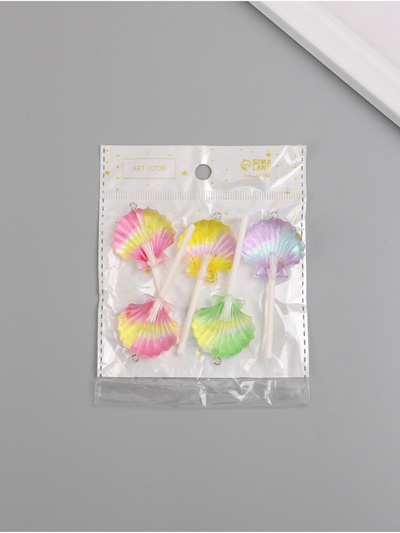 Подвеска для творчества акрил «Ракушка на палочке», 6×3×1 см, МИКС