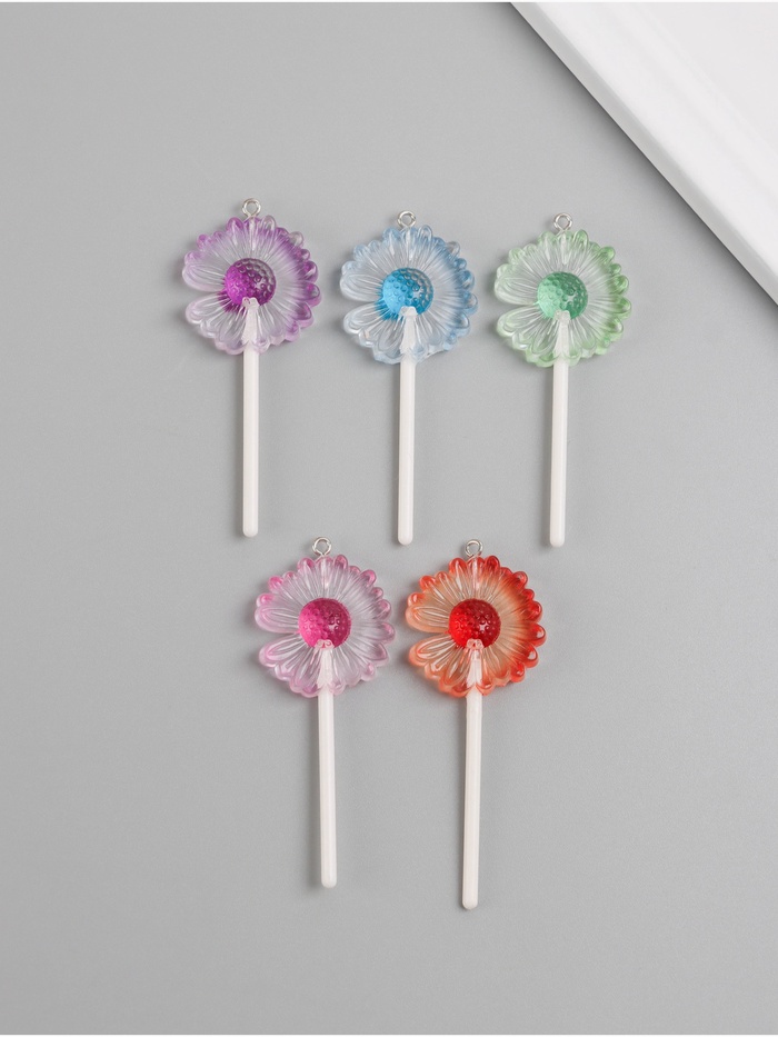 Подвеска для творчества акрил «Ромашка на палочке», 6×2.8×1 см, МИКС