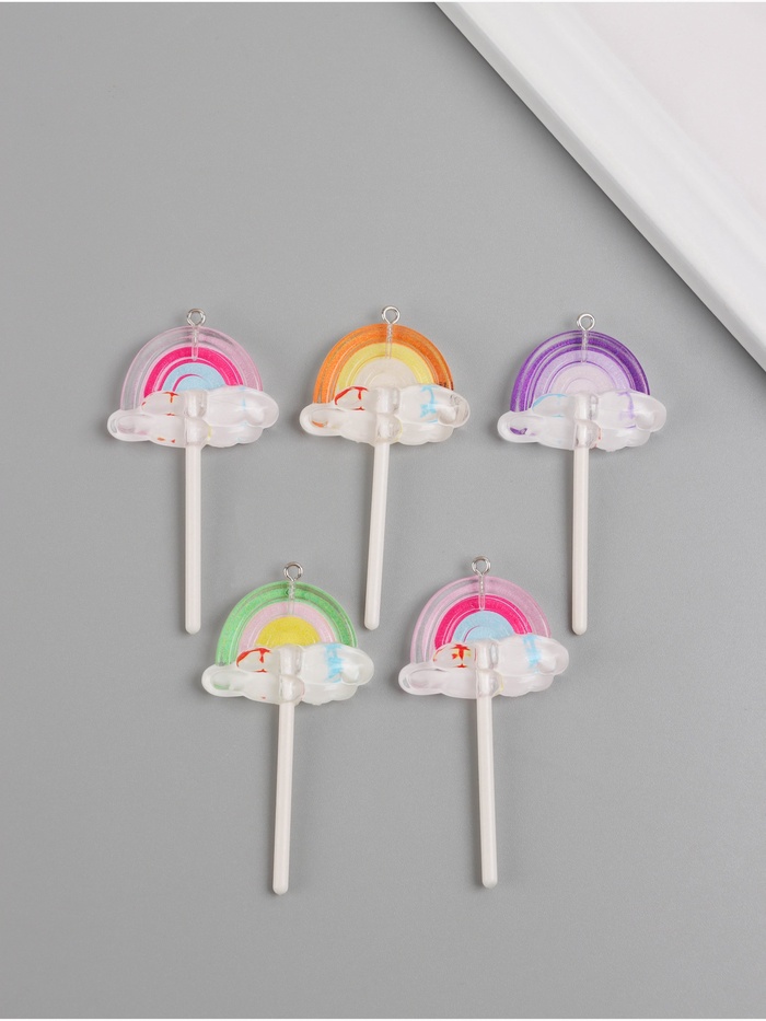 Подвеска для творчества акрил «Радуга и тучки», 6×3.5×1 см, МИКС