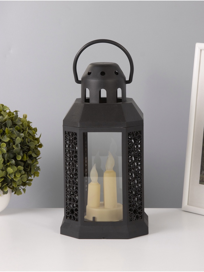 Светодиодная свеча в подсвечнике RISALUX «Восточные свечи», LED-ночник, 1.5 Вт, 3×ААА, 15.5×15.5×34 см - Фото 1