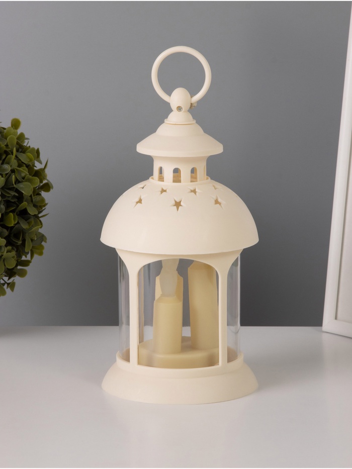 Светодиодная свеча в подсвечнике RISALUX «Свечи в звездах», LED-ночник, 1.5 Вт, 3×ААА, 12×12×23 см - Фото 1