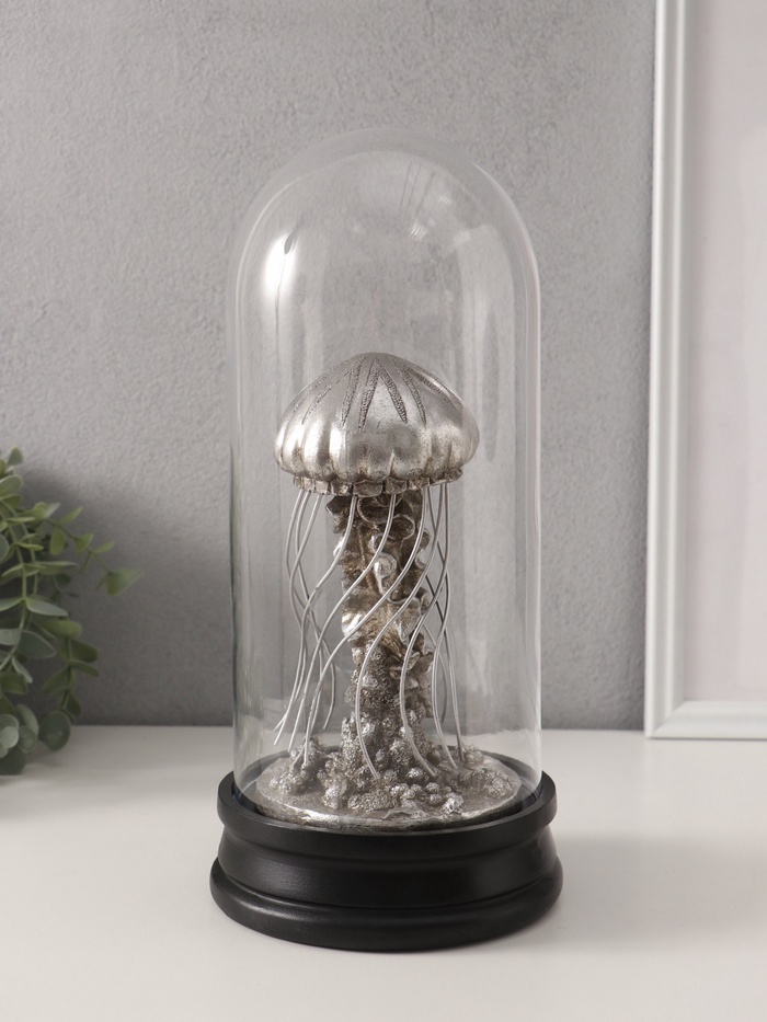 Фигурка в колбе «Медуза», полистоун, серебро, 14×14×30 см - Фото 1