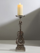 Подсвечник на 1 свечу «Скрипка», полистоун, серебро, 10×10×36 см - Фото 2
