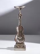 Подсвечник на 1 свечу «Скрипка», полистоун, серебро, 10×10×36 см - Фото 3