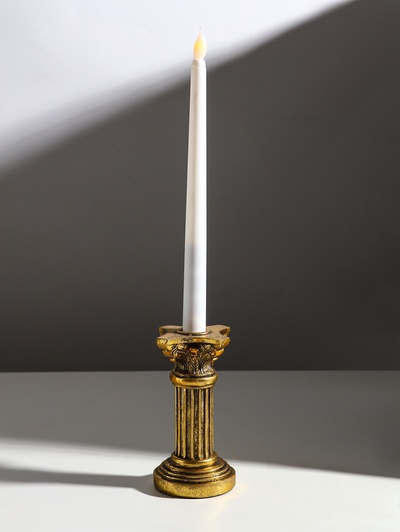 Подсвечник на 1 свечу «Колонна Афродиты», полистоун, состаренное золото, 7×7×13.5 см