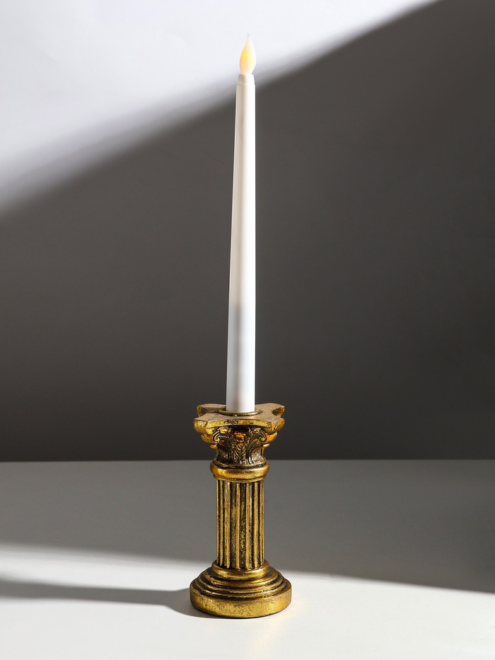 Подсвечник на 1 свечу «Колонна Афродиты», полистоун, состаренное золото, 7×7×13.5 см - Фото 1