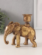 Подсвечник на 1 свечу «Индийский слон», полистоун, золото, 14×6×15 см - Фото 1