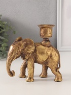 Подсвечник на 1 свечу «Индийский слон», полистоун, золото, 14×6×15 см - Фото 2