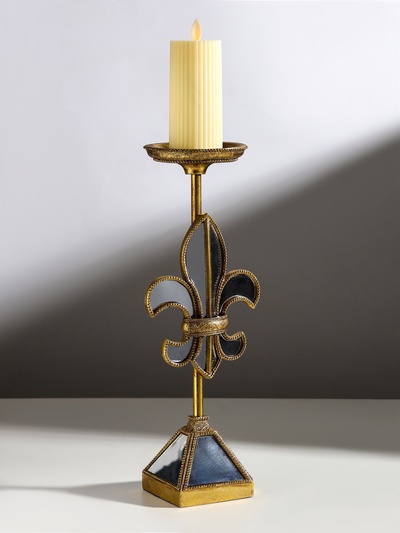 Подсвечник на 1 свечу «Зеркальная геральдическая лилия», полистоун, 14×11×38.5 см