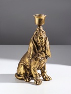 Подсвечник на 1 свечу «Спаниель», полистоун, золото, 14.5×9×24 см - Фото 3