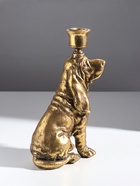 Подсвечник на 1 свечу «Спаниель», полистоун, золото, 14.5×9×24 см - Фото 4