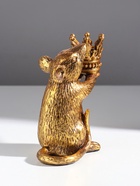 Подсвечник на 1 свечу «Мышка с короной в руках», полистоун, золото, 15.5×8×15.5 см - Фото 4