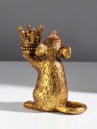 Подсвечник на 1 свечу «Мышка с короной в руках», полистоун, золото, 15.5×8×15.5 см - Фото 5