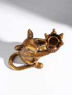 Подсвечник на 1 свечу «Мышка с короной в руках», полистоун, золото, 15.5×8×15.5 см 10323347 - фото 15836209