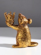 Подсвечник на 1 свечу «Мышка с короной в руках», полистоун, золото, 15.5×8×15.5 см - Фото 6
